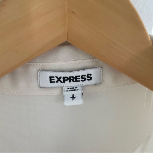 𝅺EXPRESS Sheer Hi Lo Button Down Pleated Tunic Blouse Size Small - Picture 6 of 7